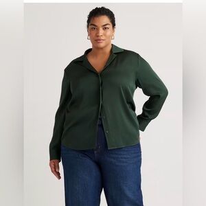 Quince Washable Stretch Silk Notch Collar Blouse